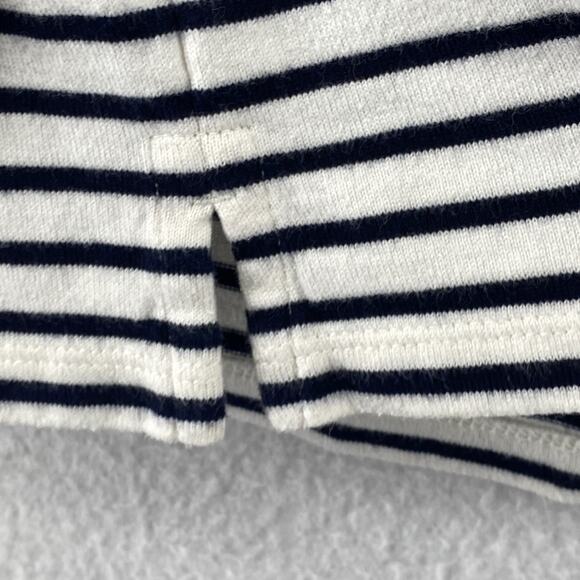 TALBOTS Top XLp Petite Floral Embroidered Striped Long Sleeve Cotton White Black - Picture 9 of 15